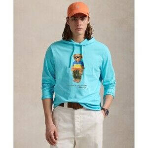 Polo Ralph Lauren Men's Polo Bear Jersey Hooded T-Shirt Color Blue Size XL